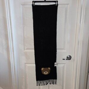 Moschino Teddy Bear-Embroidered Wool Scarf - Black (Unisex)